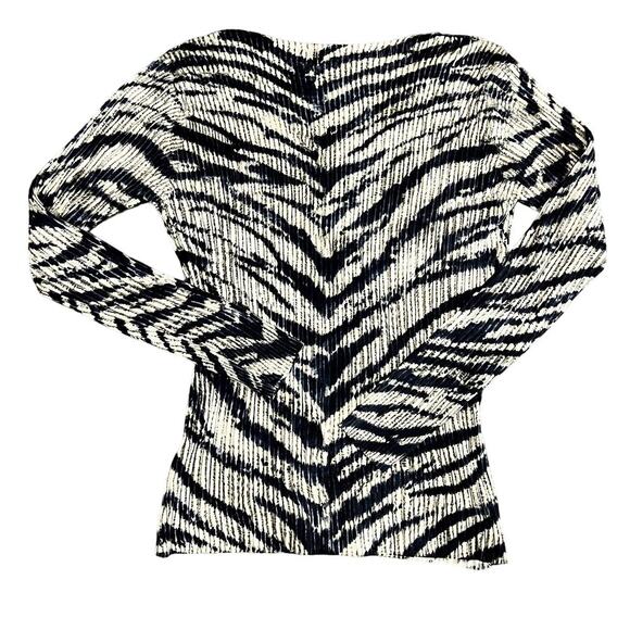 Cache Vintage Zipper Blue Zebra Print Long Sleeve Blouse Size L - Picture 7 of 7